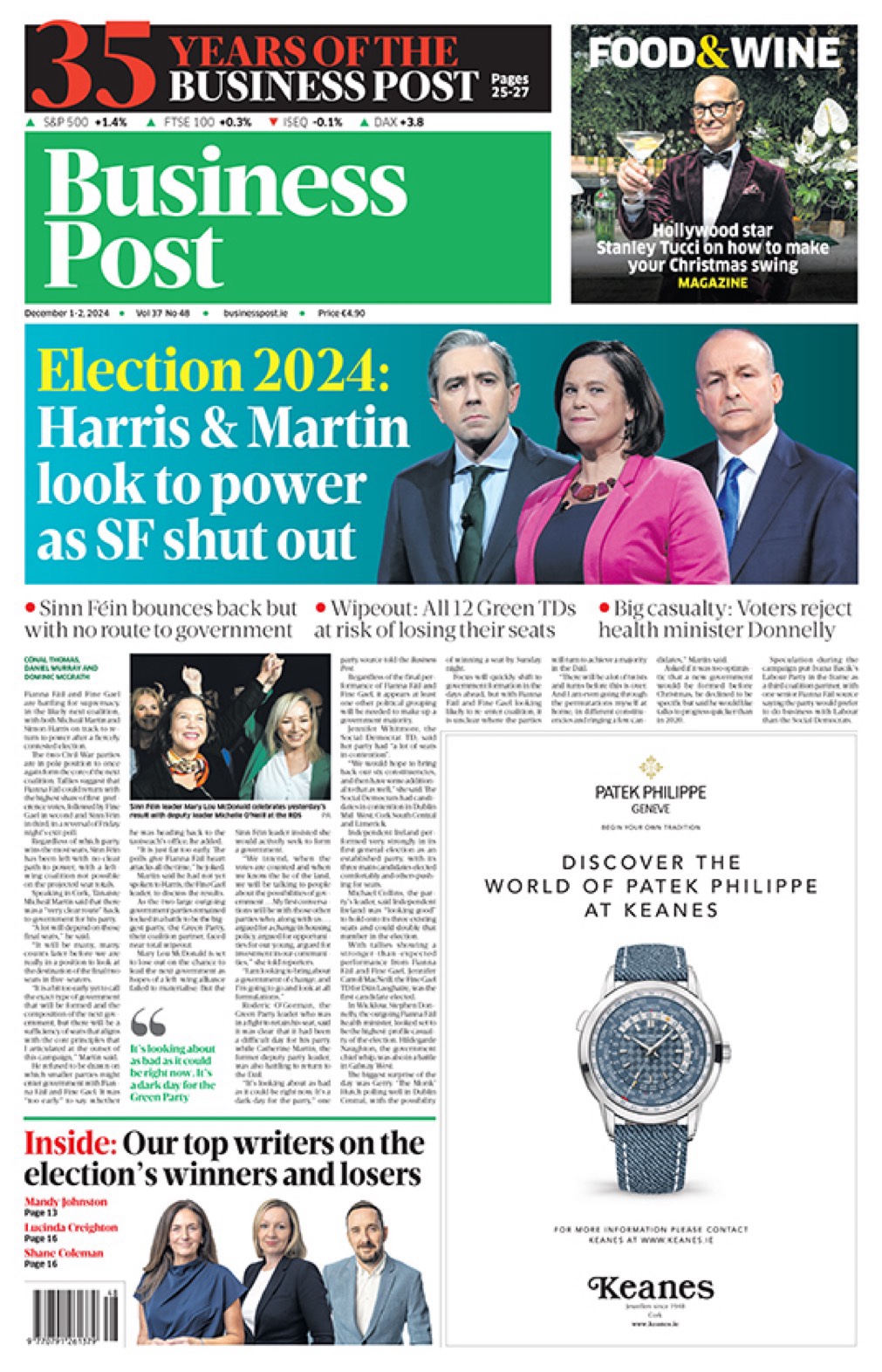 The Irish Sunday newspaper #frontpages for Dec 1… #GE24 #GE2024 [Updated]
