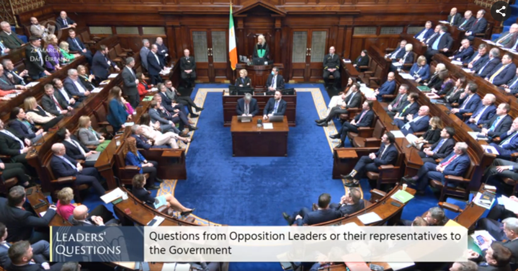 From Oireachtas website: https://www.oireachtas.ie/en/oireachtas-tv/video-archive/dail-videos/