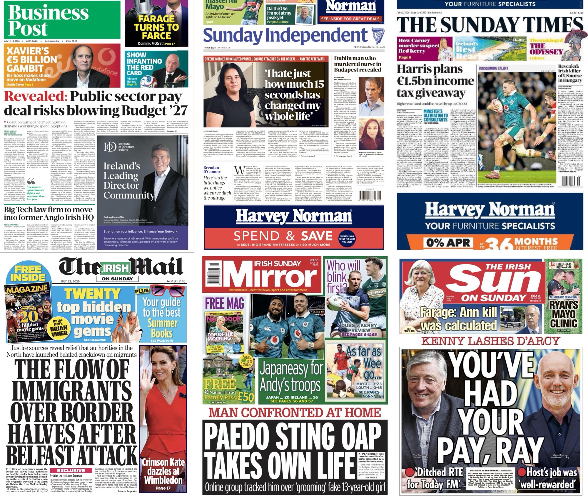 Irish Sunday newspaper #frontpages – for July 12th [Updated]