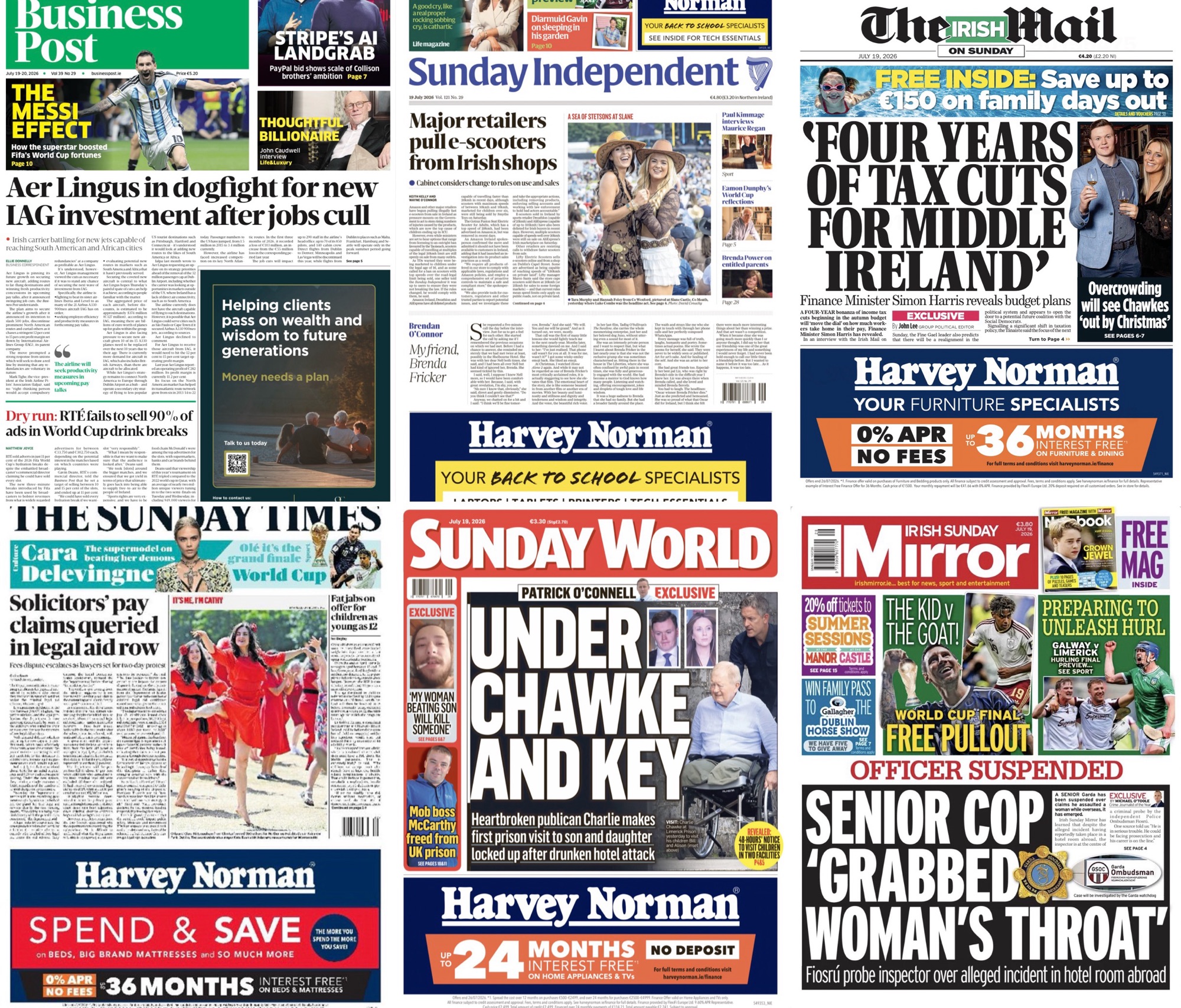 Irish Sunday newspaper #frontpages for July 19 [Updated]