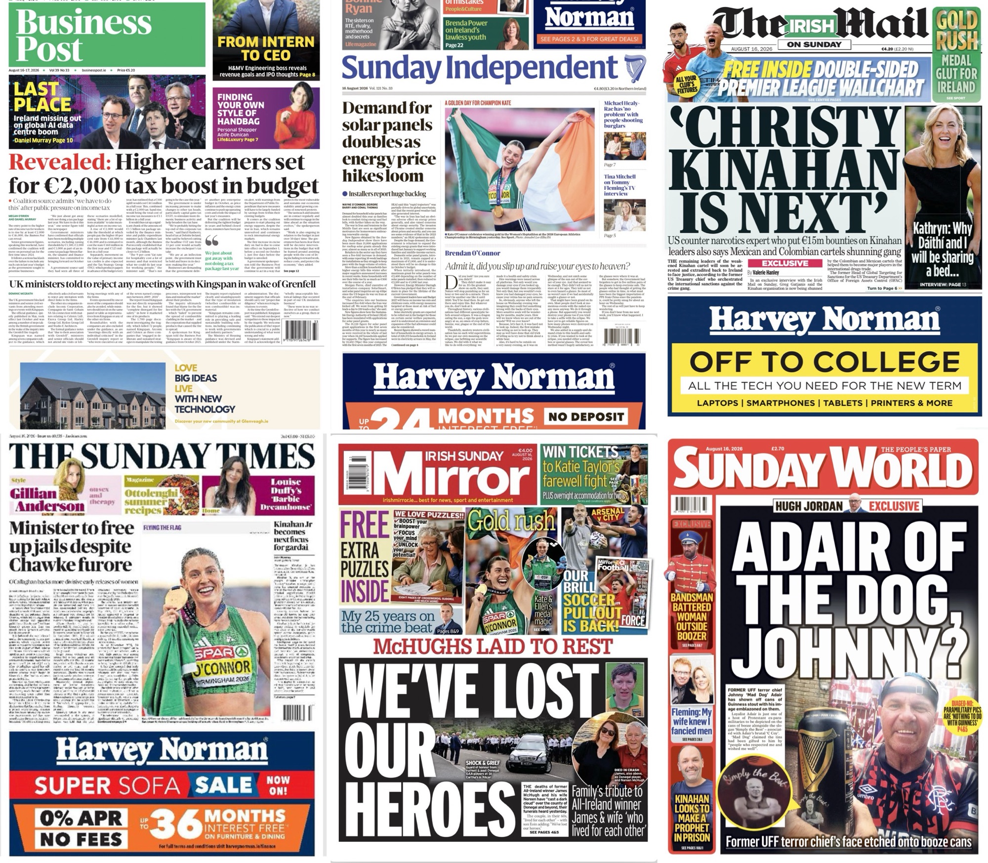 Irish Sunday newspaper #frontpages – August 16th [Updated]