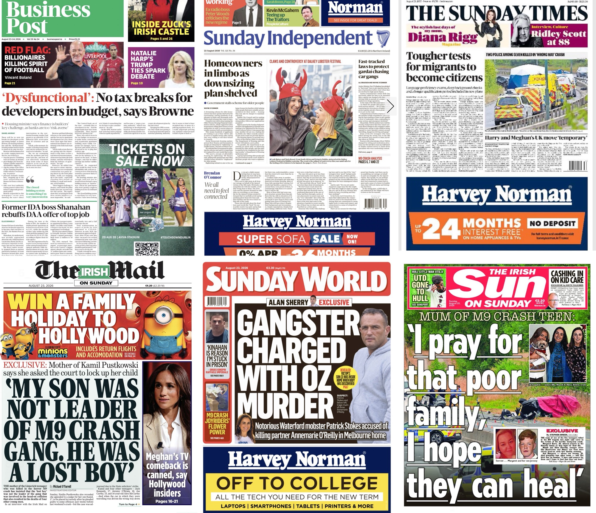 Irish Sunday newspaper #frontpages for August 23rd [Updated]
