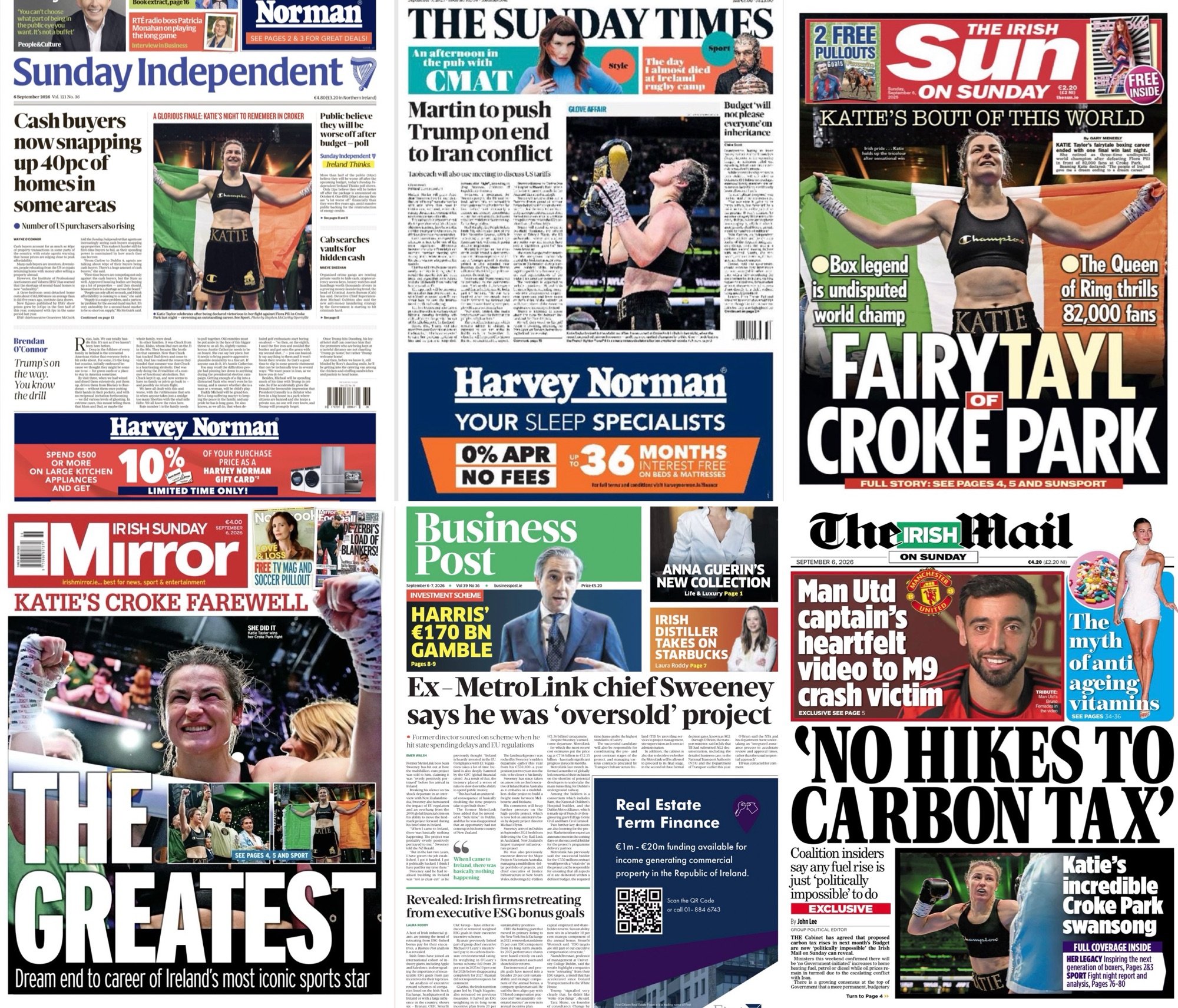 Irish Sunday newspaper #frontpages – Sept 6th