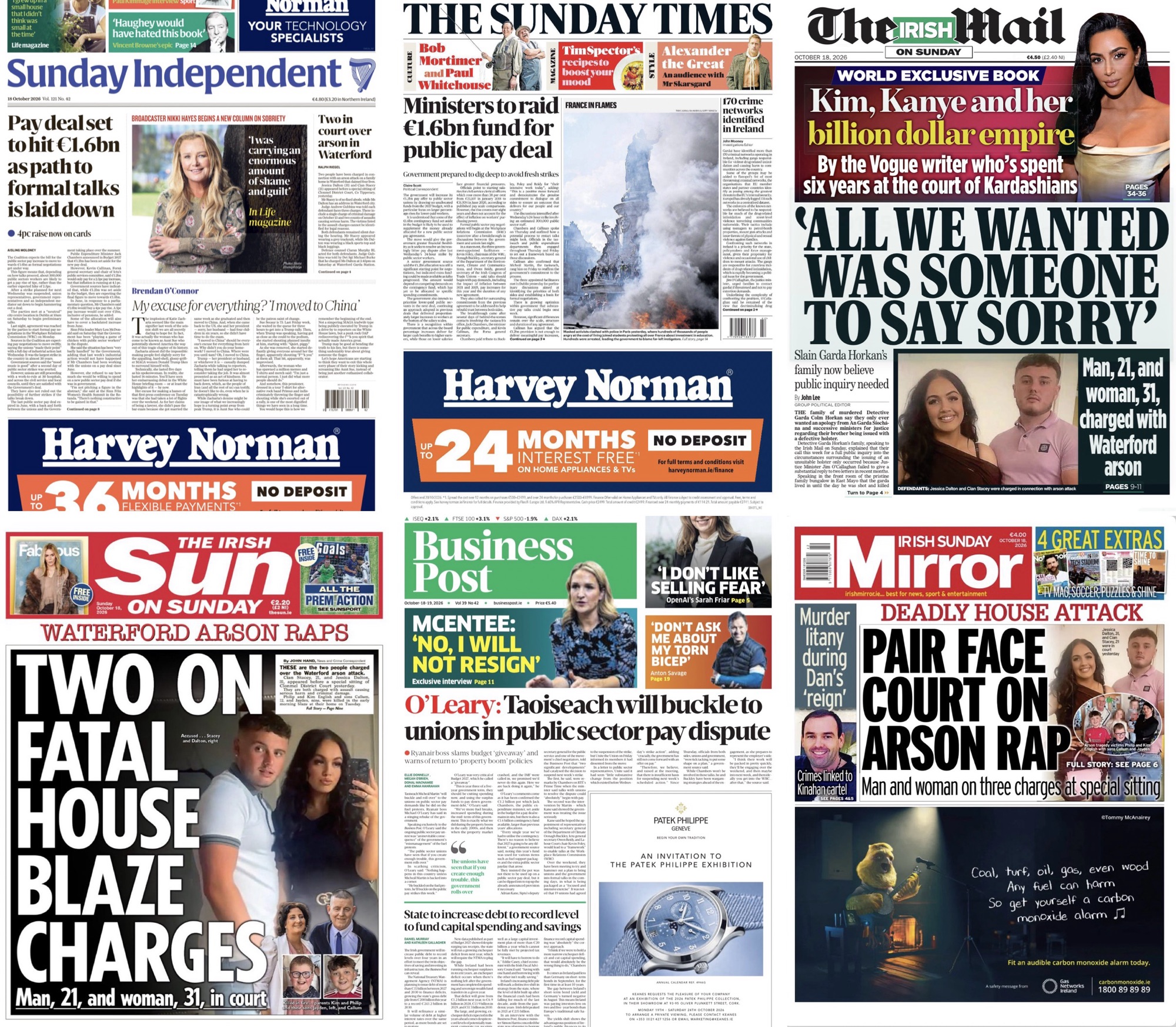 Irish Sunday newspaper #frontpages for October 18th
